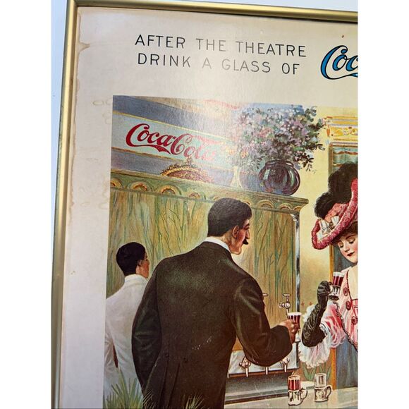 Vintage Coca-Cola After The Theatre Advertising Litho Poster 1975 Framed OS - Picture 3 of 7